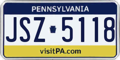 PA license plate JSZ5118
