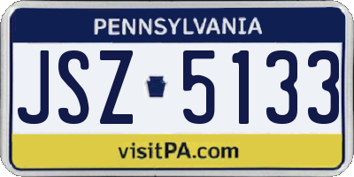 PA license plate JSZ5133