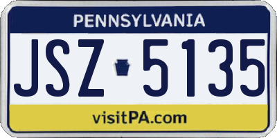 PA license plate JSZ5135