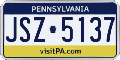 PA license plate JSZ5137