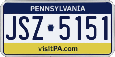 PA license plate JSZ5151