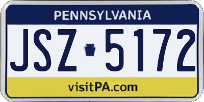 PA license plate JSZ5172