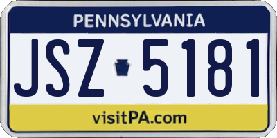 PA license plate JSZ5181