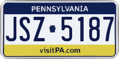 PA license plate JSZ5187