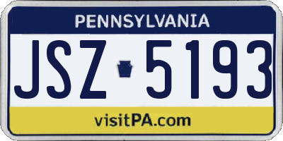 PA license plate JSZ5193