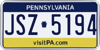 PA license plate JSZ5194