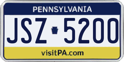 PA license plate JSZ5200