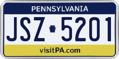 PA license plate JSZ5201