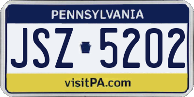 PA license plate JSZ5202