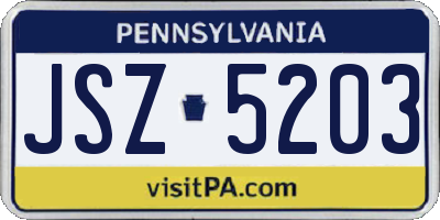 PA license plate JSZ5203