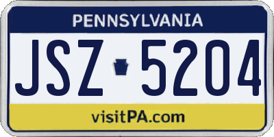 PA license plate JSZ5204