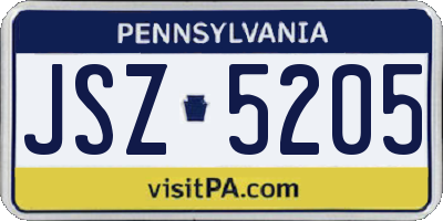 PA license plate JSZ5205