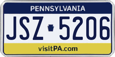 PA license plate JSZ5206