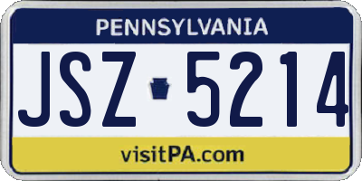 PA license plate JSZ5214