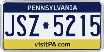 PA license plate JSZ5215