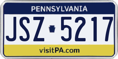 PA license plate JSZ5217