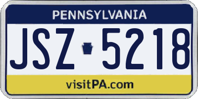 PA license plate JSZ5218