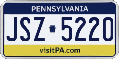 PA license plate JSZ5220