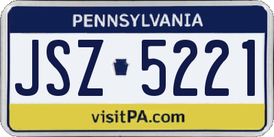 PA license plate JSZ5221