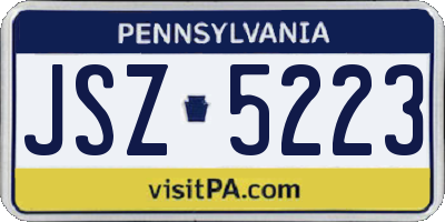 PA license plate JSZ5223