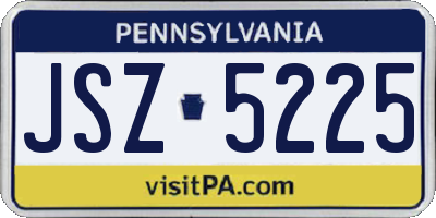PA license plate JSZ5225