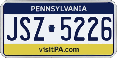 PA license plate JSZ5226