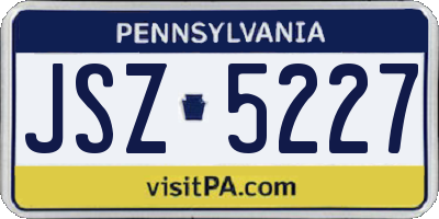 PA license plate JSZ5227