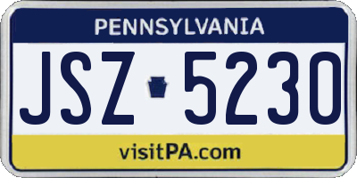 PA license plate JSZ5230