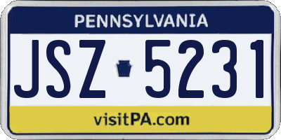PA license plate JSZ5231