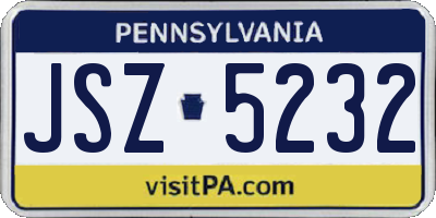 PA license plate JSZ5232