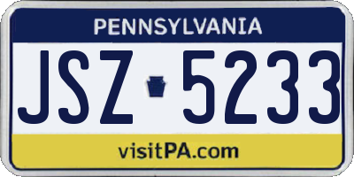 PA license plate JSZ5233