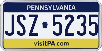 PA license plate JSZ5235