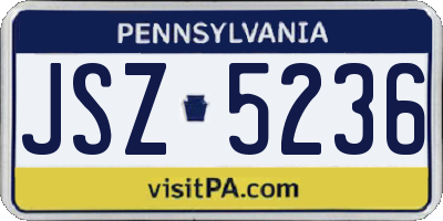 PA license plate JSZ5236