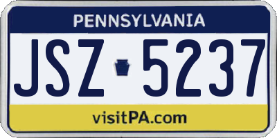 PA license plate JSZ5237