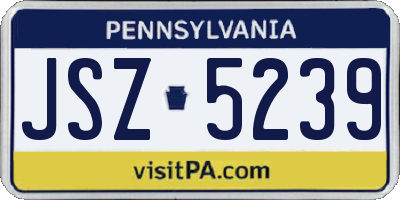 PA license plate JSZ5239