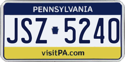 PA license plate JSZ5240