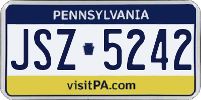 PA license plate JSZ5242