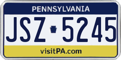 PA license plate JSZ5245