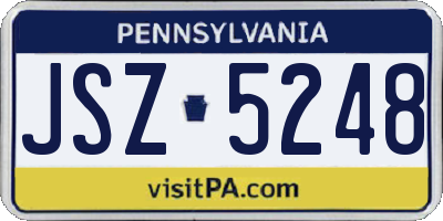 PA license plate JSZ5248