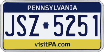 PA license plate JSZ5251