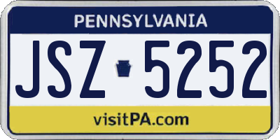 PA license plate JSZ5252