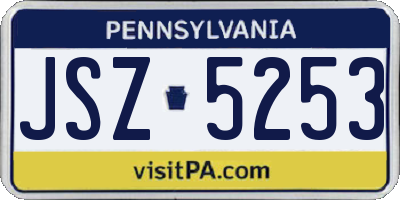 PA license plate JSZ5253