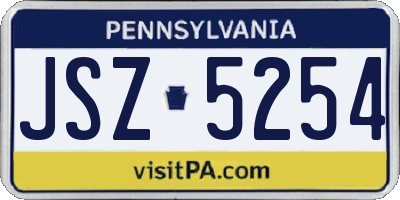 PA license plate JSZ5254