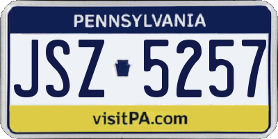 PA license plate JSZ5257