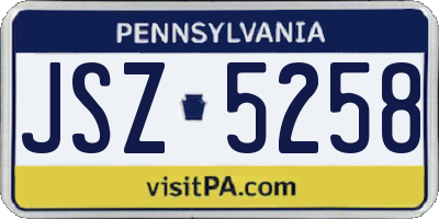 PA license plate JSZ5258