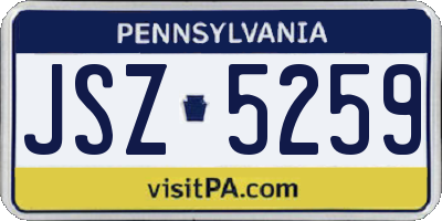 PA license plate JSZ5259
