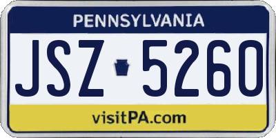 PA license plate JSZ5260