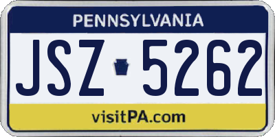 PA license plate JSZ5262