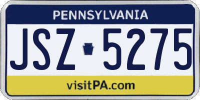 PA license plate JSZ5275