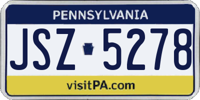 PA license plate JSZ5278